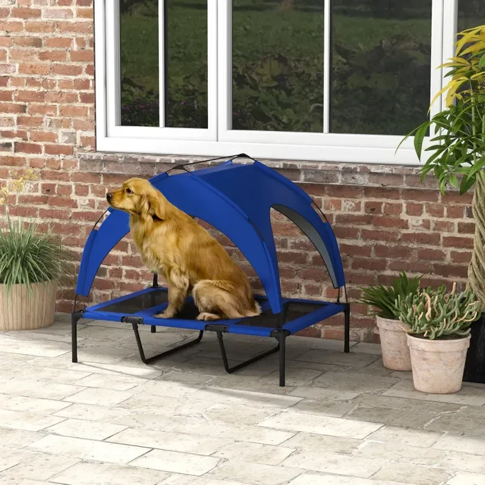 Cuccia per Cani Taglia Grande 106x76x94 cm in Acciaio e Poliestere Blu Scuro - immagine 2