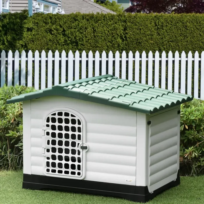 Cuccia per Cani Taglia Piccola 111x84x80 cm in Plastica Bianca e Verde - immagine 2