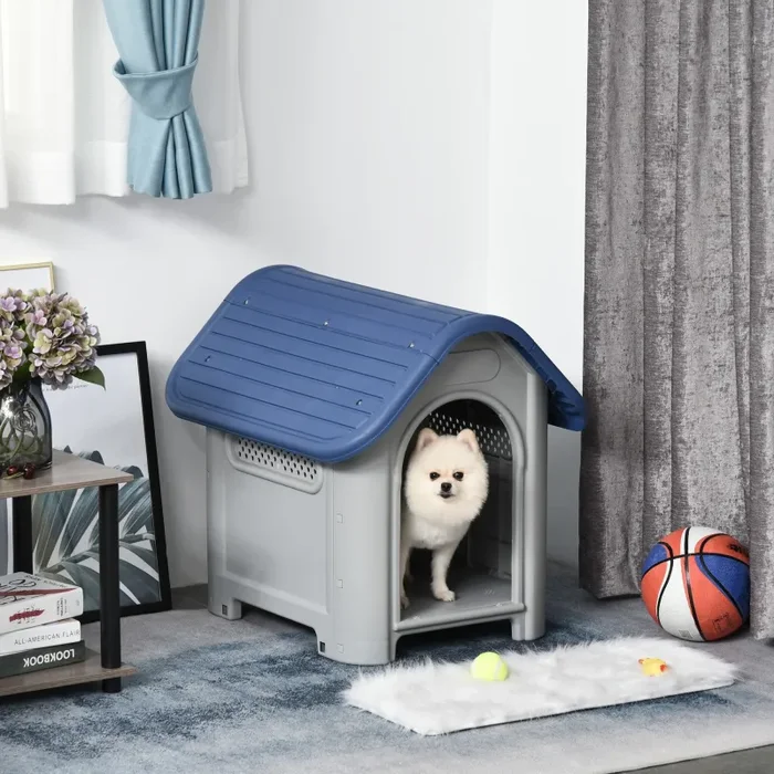 Cuccia per Cani Taglia Piccola 59x75x66 cm in Plastica Blu e Grigia Saldi - immagine 2