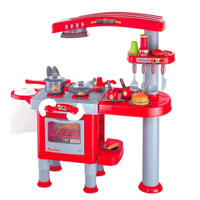Cucina Giocattolo per Bambini 81x33x83 cm con Accessori Rossa