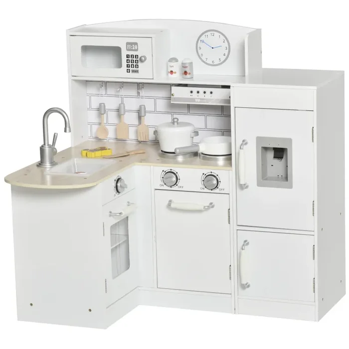 Cucina Giocattolo per Bambini 86x64x84,5 cm con Accessori in Legno Bianca