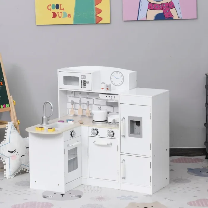Cucina Giocattolo per Bambini 86x64x84,5 cm con Accessori in Legno Bianca - immagine 2