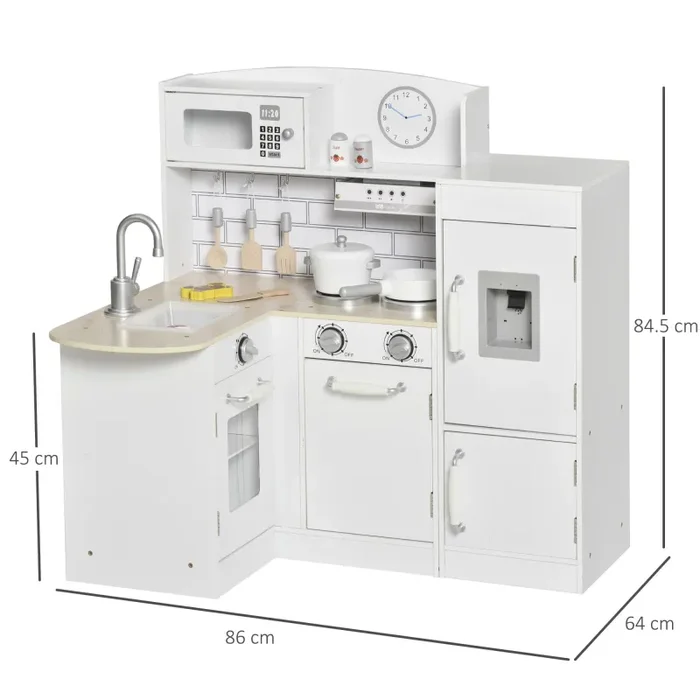 Cucina Giocattolo per Bambini 86x64x84,5 cm con Accessori in Legno Bianca - immagine 3