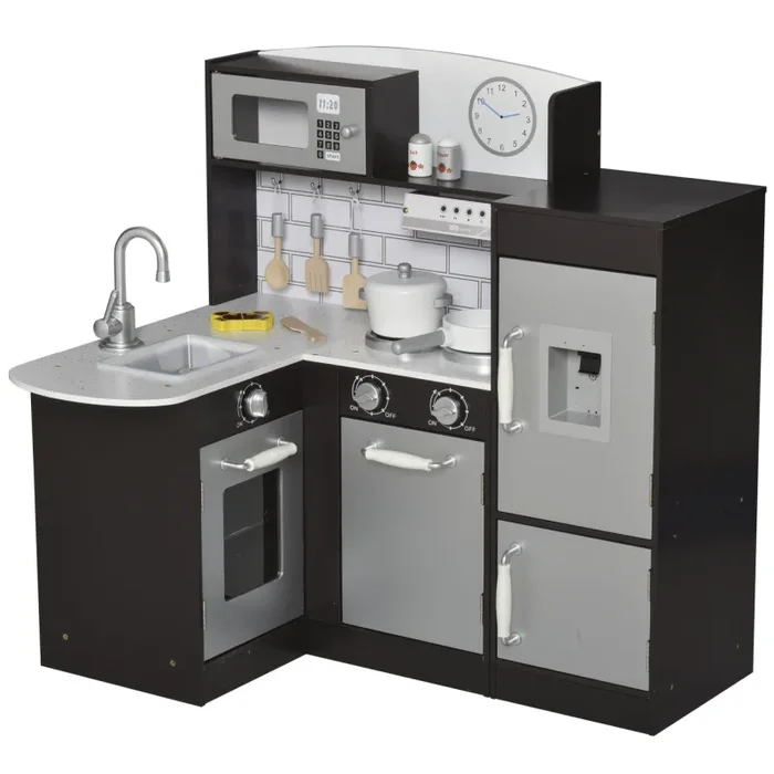 Cucina Giocattolo per Bambini 86x64x84,5 cm in Legno Nera Moda