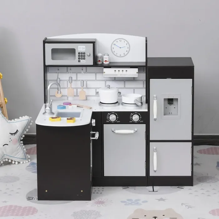 Cucina Giocattolo per Bambini 86x64x84,5 cm in Legno Nera Moda - immagine 2