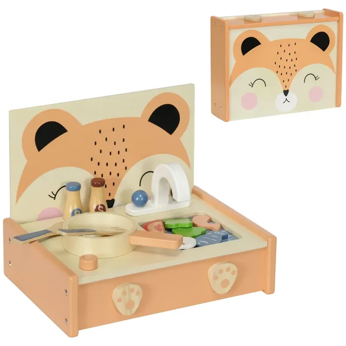 Cucina Giocattolo per Bambini Fornello e 12 Accessori in Legno Fornitura