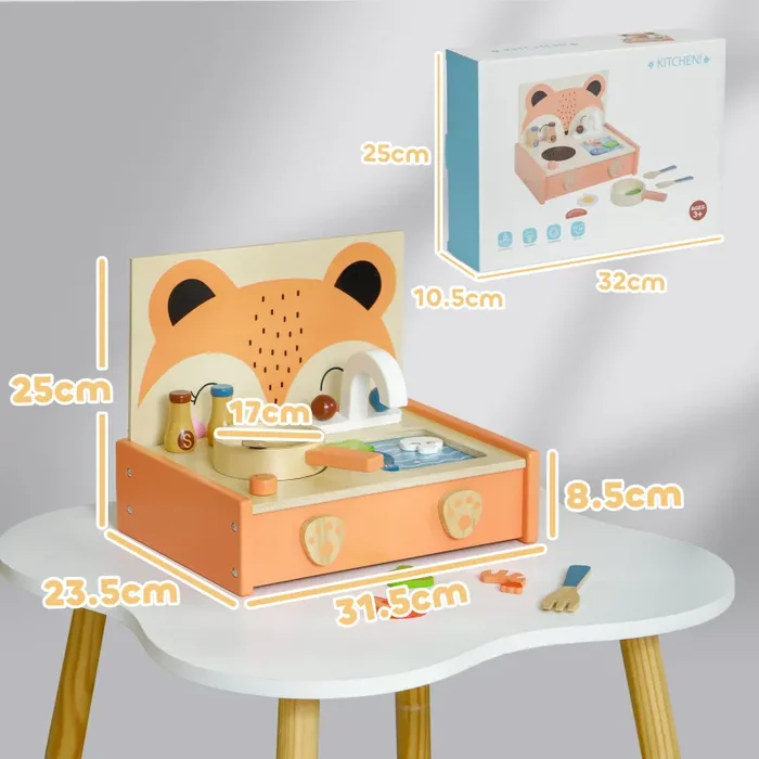 Cucina Giocattolo per Bambini Fornello e 12 Accessori in Legno Fornitura - immagine 3