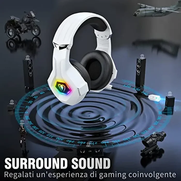 Cuffie da Gaming per PS4, Cuffie PS5 Cuffie Xbox One con Microfono, Bass Stereo, Controllo del Volume per PC Mac - immagine 2