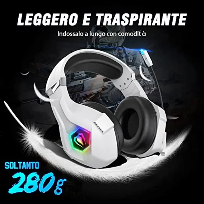 Cuffie da Gaming per PS4, Cuffie PS5 Cuffie Xbox One con Microfono, Bass Stereo, Controllo del Volume per PC Mac - immagine 3