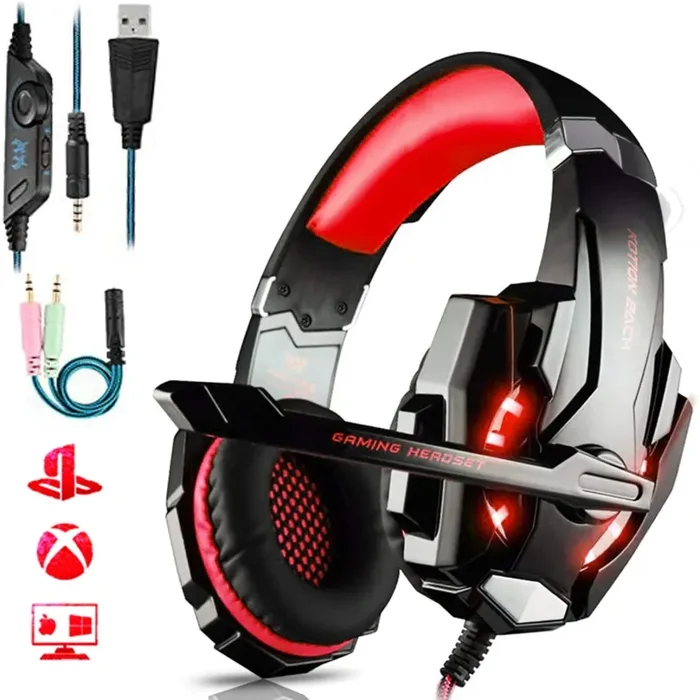 Cuffie Gaming per PS4 Cuffie da Gaming con microfono e Bass stereo Cuffie da Gioco con 3.5mm Jack LED e Controllo Volume Gaming Headset per PS4/Xbox One/Switch/PC/MAC/Laptop/Tablet (blu)