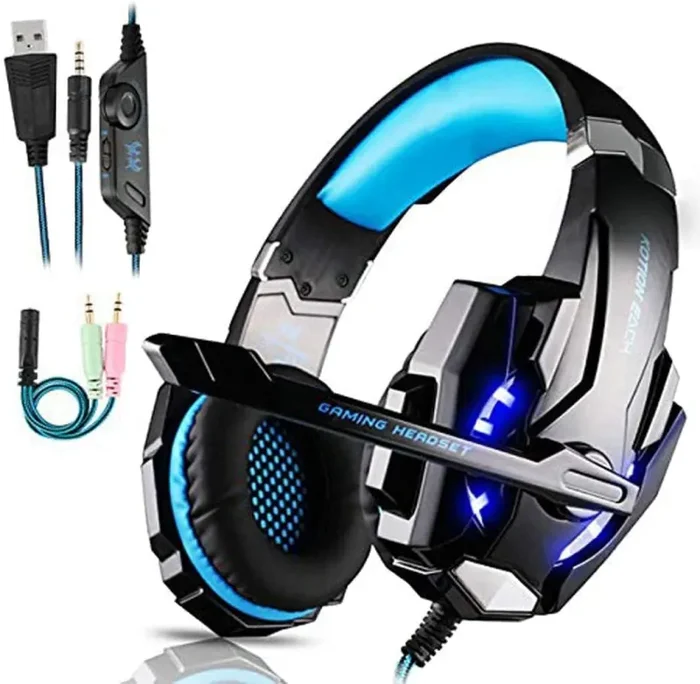 Cuffie Gaming per PS4 Cuffie da Gaming con microfono e Bass stereo Cuffie da Gioco con 3.5mm Jack LED e Controllo Volume Gaming Headset per PS4/Xbox One/Switch/PC/MAC/Laptop/Tablet (blu) - immagine 2
