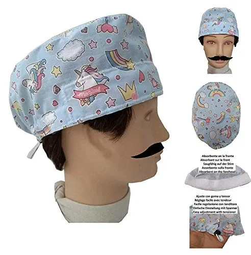 Cuffietta chirurgica Unicorns per capelli corti, chirurgo, dentista,…