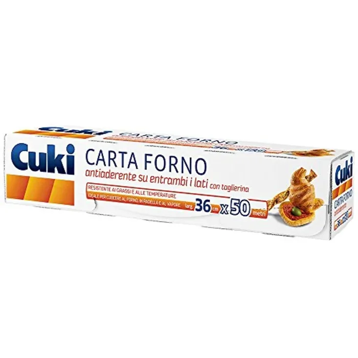 Cuki – Carta Forno Antiaderente su Entrambi Lati, con Taglierina, Formato 36×50 m