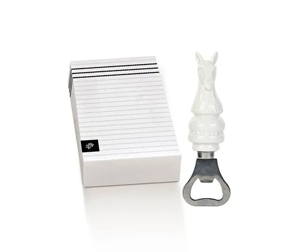 Cupido&Co. Apribottiglie Cavallo Scacchi con Scatola H 135 Mm Bianco