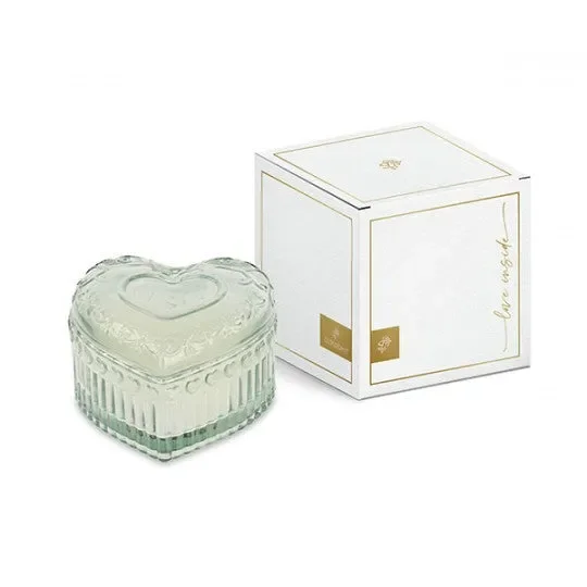 Cupido&Co. Candela Cuore Vetro Salvia Profumata con Scatola