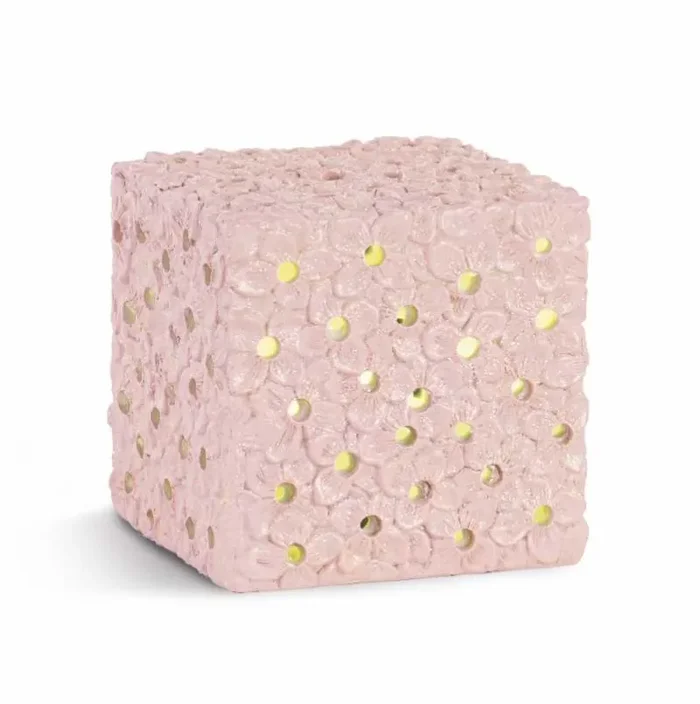 Cupido&Co. Cubo Cipria con Fiori e Led 100 x 100 x 100 Mm con Scatola