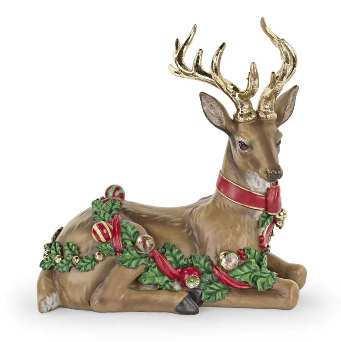 Cupido&Co. Renna di Natale Distesa con Agrifoglio