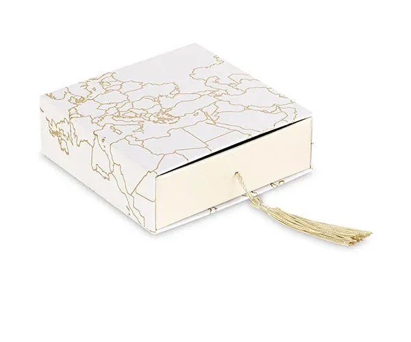 Cupido&Co. Scatola Mappamondo Champ. con Ins. e Nappa 120 x 120 x 40 Mm Bianco Oro