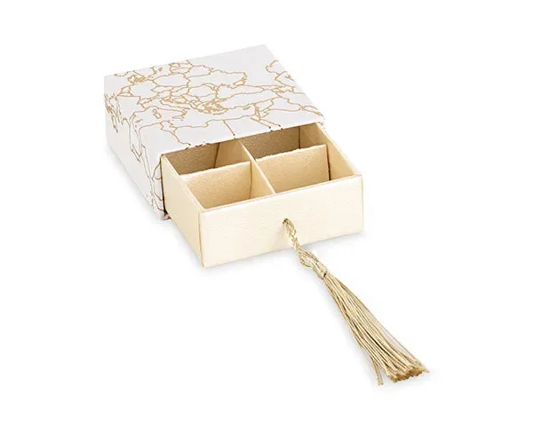 Cupido&Co. Scatola Mappamondo Champ. con Ins. e Nappa 70 x 70 x 30 Mm Bianco Oro