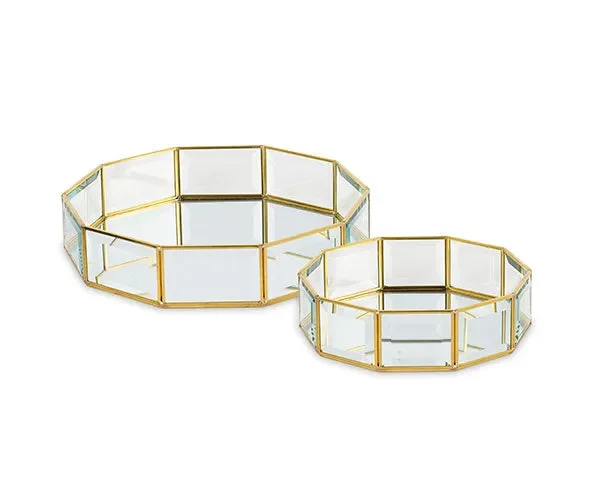 Cupido&Co. Set 2 Vassoi D 205 Mm H 50 Mm D 270 Mm H 65 Mm Specchio Oro