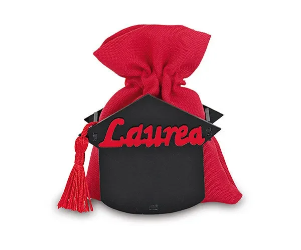 Cupido&Co. Tocco Laurea con Sacchetto 70 x 90 Mm Rosso 12 Pz