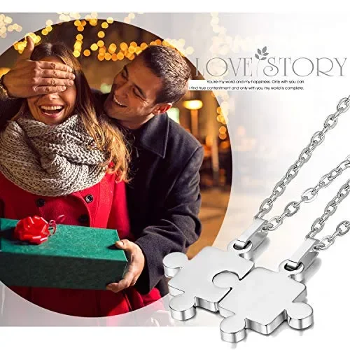 Cupimatch 2pcs Acciaio Inossidabile Pendente Coppia Ciondolo Collana Amore… Vendita online - immagine 2