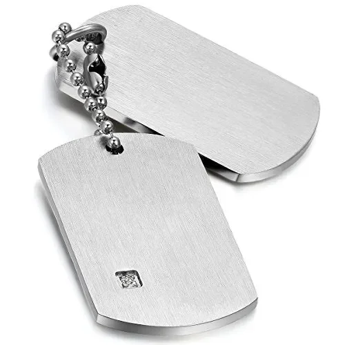 Cupimatch Uomo Collana Dog Tag con catena acciaio inox stile Militare Argento