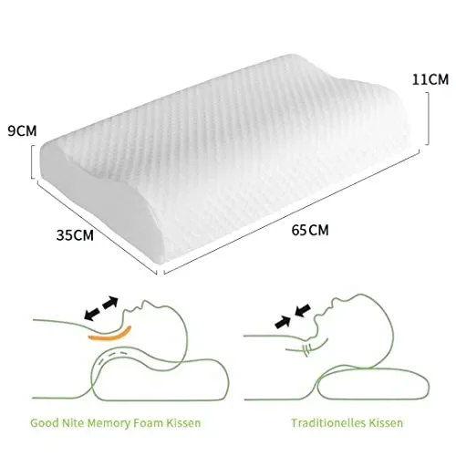 Cuscino cervicale ortopedico in memory foam, cuscino ergonomico per dolori al collo, per chi dorme sul fianco Cervicale Memory Foam, Cuscino, Guanciale Letto in Memory Foam Ergonomico per Dolori a Collo e Cervicali, Federa Morbida Rimovibile e Lavabile - immagine 2