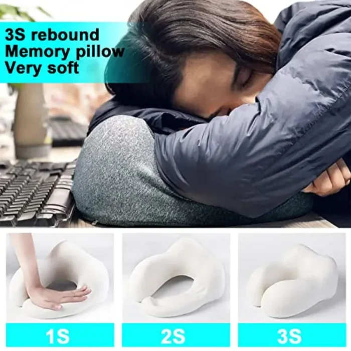 Cuscino da Viaggio Memory Foam, Cuscino Cervicale da Viaggio Tightness Regolabile, Con maschera per occhi e inserti per orecchie, Cuscino Aereo, Cuscino Viaggio - immagine 3