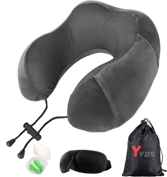 Cuscino da viaggio per il collo, cuscino portatile per il supporto del collo da viaggio Comodo cuscino per la testa di supporto Cuscino da volo, cuscini da viaggio per il riposo (Black) - immagine 3