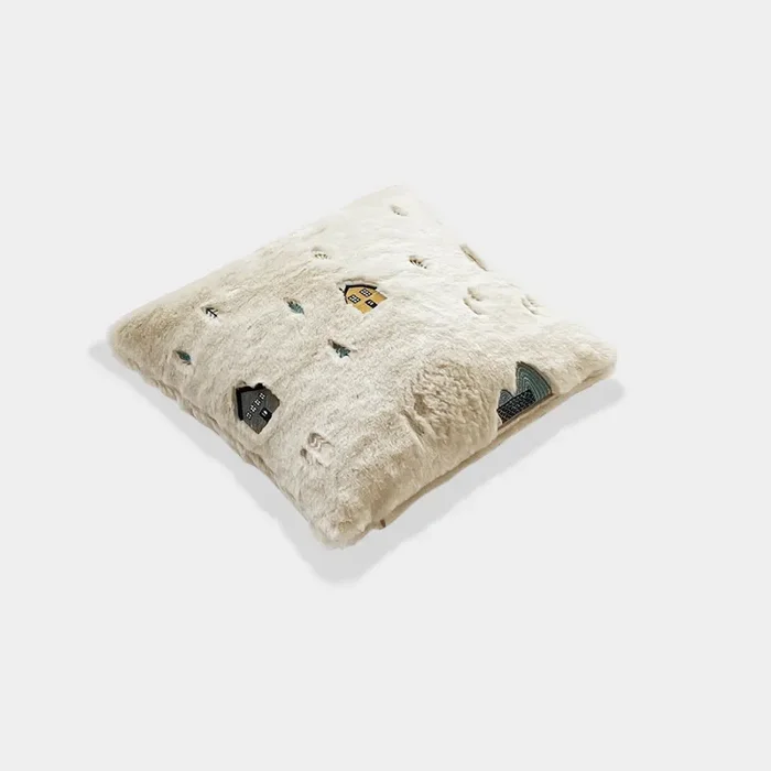 Cuscino eco-pelliccia ricamo Villabassa Fornitura - immagine 3