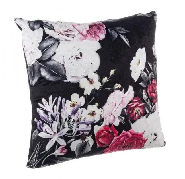 Cuscino Fauna Fiori 45×45 cm in Tessuto Effetto Velluto
