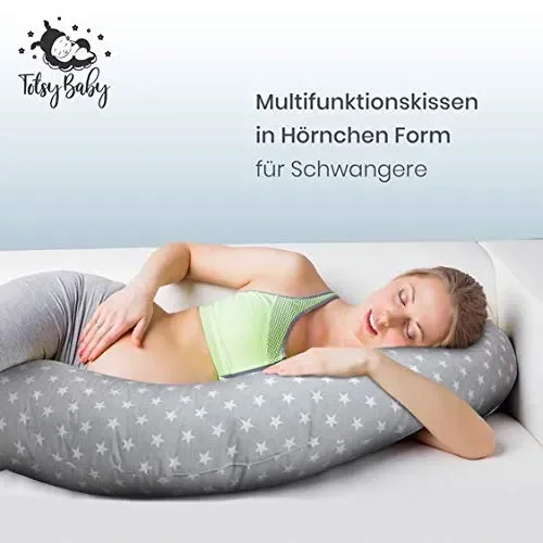 Cuscino Gravidanza per dormire Cuscini Allattamento Grigio con stelle bianche - immagine 2