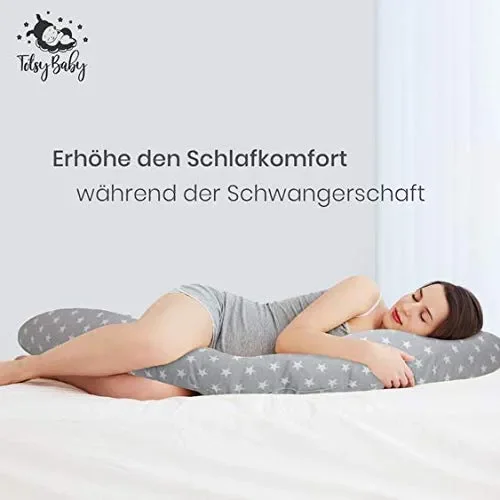 Cuscino Gravidanza per dormire Cuscini Allattamento Grigio con stelle bianche - immagine 3