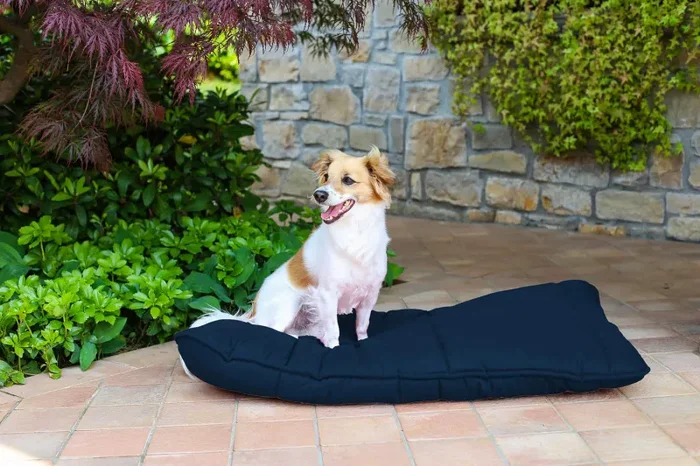 Cuscino Imbottito per Cani e Gatti 60×100 cm in Microfibra Chunky Blu Scuro