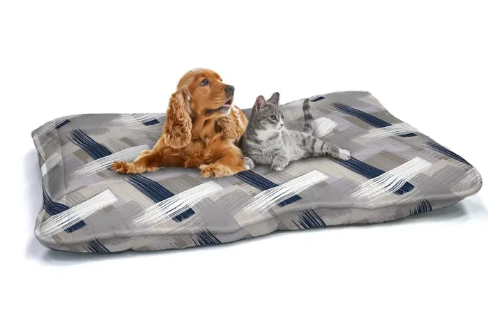 Cuscino Imbottito per Cani e Gatti 60×100 cm in Microfibra Pennellate