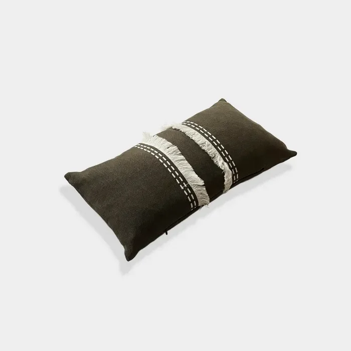 Cuscino in lino con frangia - immagine 2