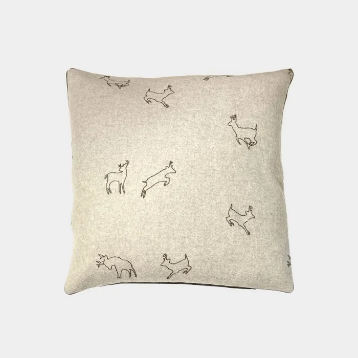 Cuscino Lana Melange ricamo Capriolo – Pronta Consegna