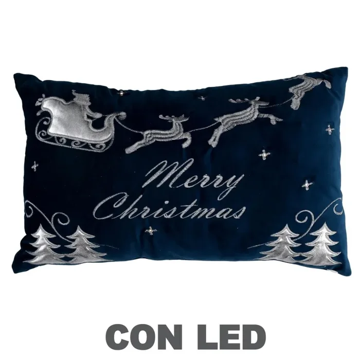 Cuscino led tessuto con renne cm 50x30x12