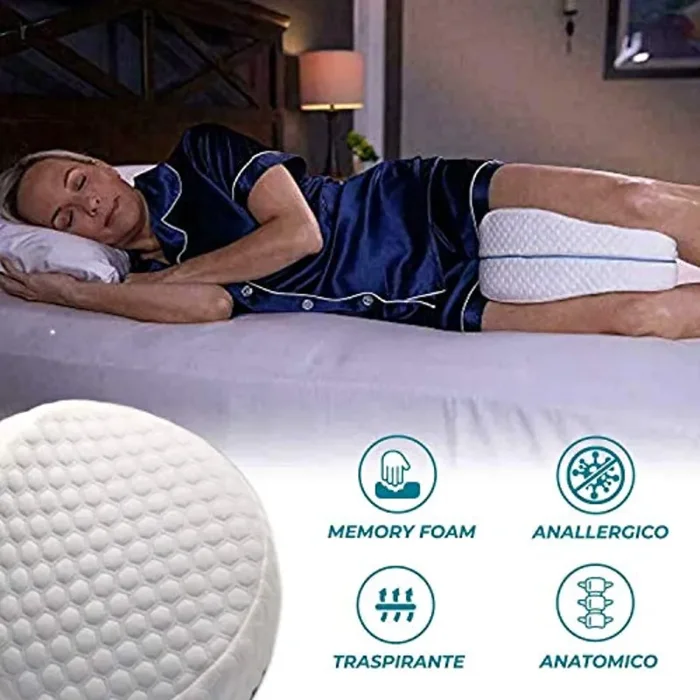 Cuscino per gambe Memory Foam Aiuto Posizione Corretta per Dormire Contro Mal di Schiena e Problemi Posturali Fornitura - immagine 3