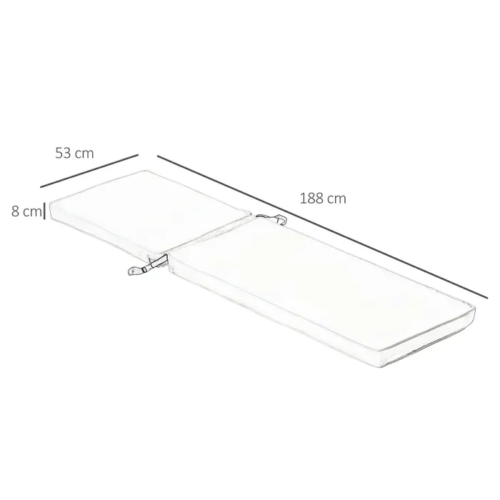 Cuscino per Lettino prendisole 188x53x8 cm Rivestimento in Poliestere Bianco Crema - immagine 3
