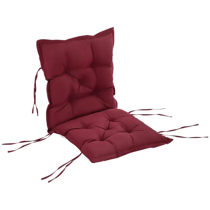 Cuscino per Sedie da Giardino 100×50 cm con Laccetti in Poliestere Rosso Vendita online