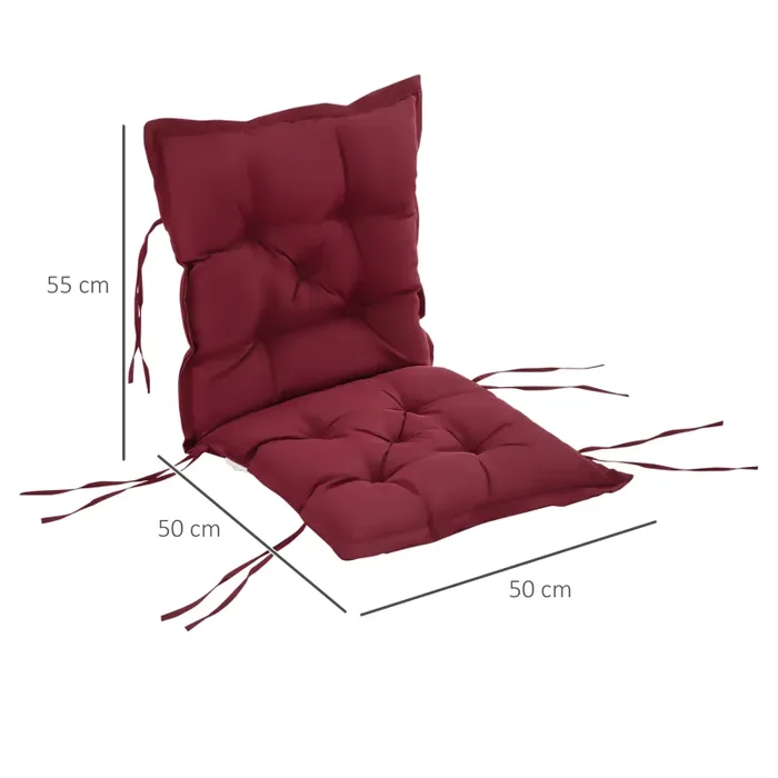 Cuscino per Sedie da Giardino 100×50 cm con Laccetti in Poliestere Rosso Vendita online - immagine 3