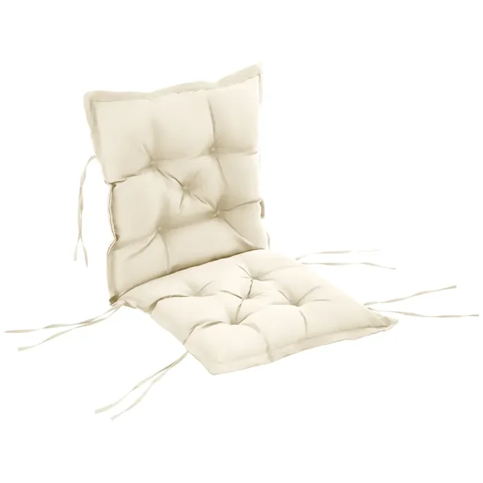 Cuscino per Sedie da Giardino 100×50 cm in Poliestere Crema