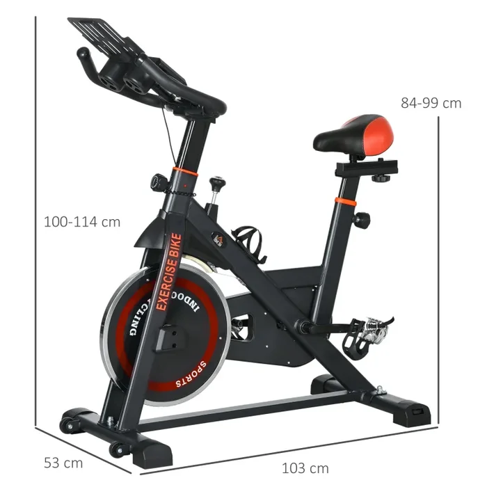 Cyclette con Volano da 8 kg e Schermo LCD 103x53x100-114A cm in Acciaio e ABS Rosso e Nero - immagine 3