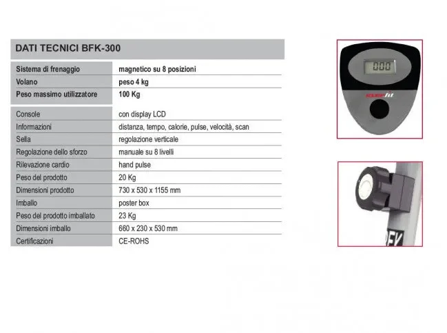 Cyclette Magnetica 100Kg Max 8 Livelli Everfit BFK-300 - immagine 2