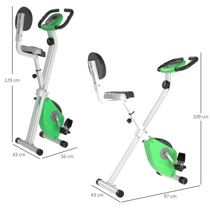 Cyclette Magnetica Pieghevole con Display LCD Verde - immagine 3