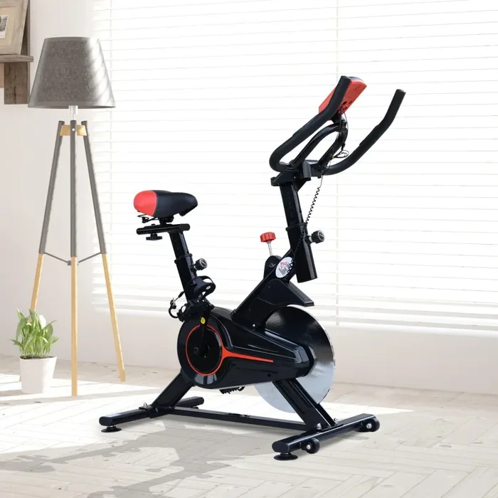 Cyclette per Allenamento Aerobico con Display LCD Nero e Rosso - immagine 2