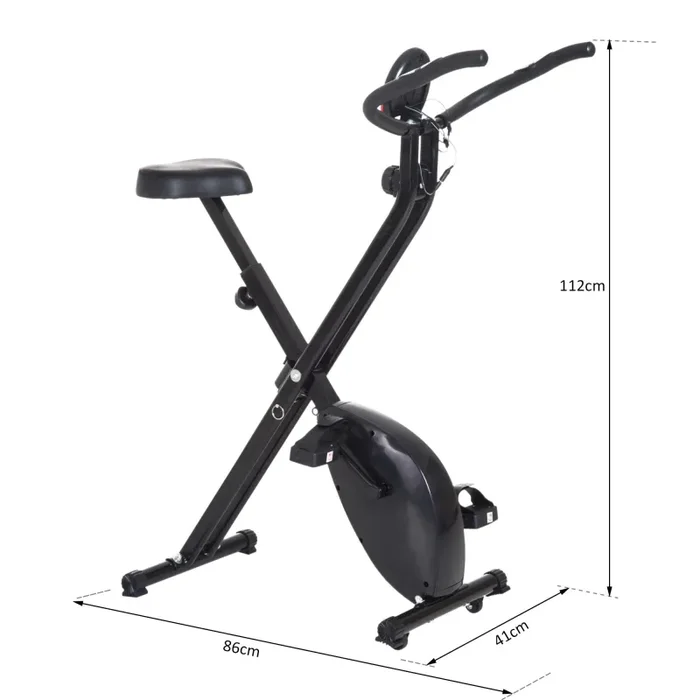 Cyclette Pieghevole con Display e 8 Livelli di Resistenza Nero - immagine 3