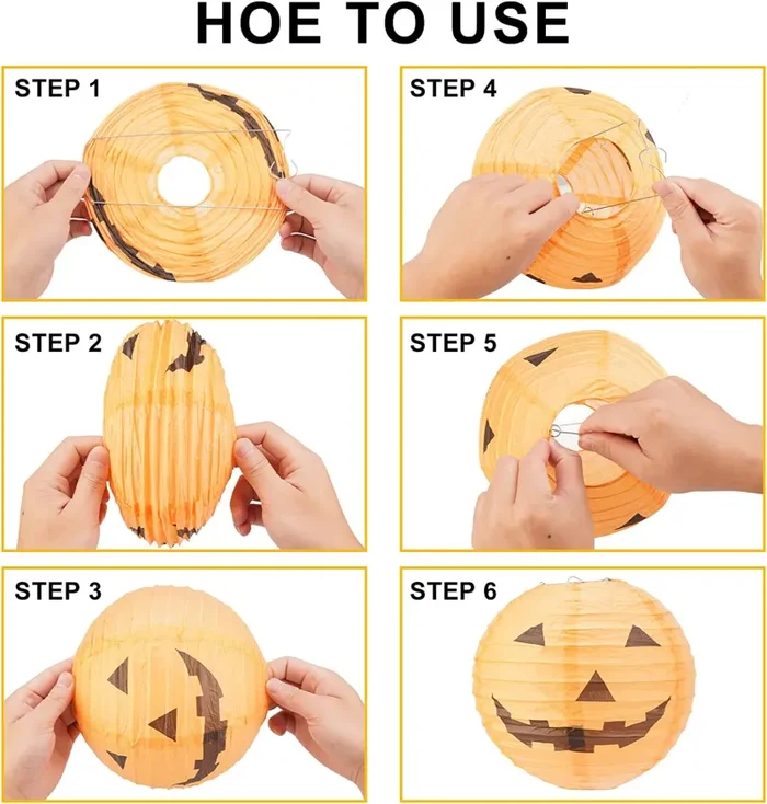 Cymax 10 Pezzi 12inch Lanterne di Carta di Halloween, Lanterne Appese di Halloween, Lanterna Decorativa di Zucca per Feste di Halloween Decorazione Esterna per Interni - immagine 3